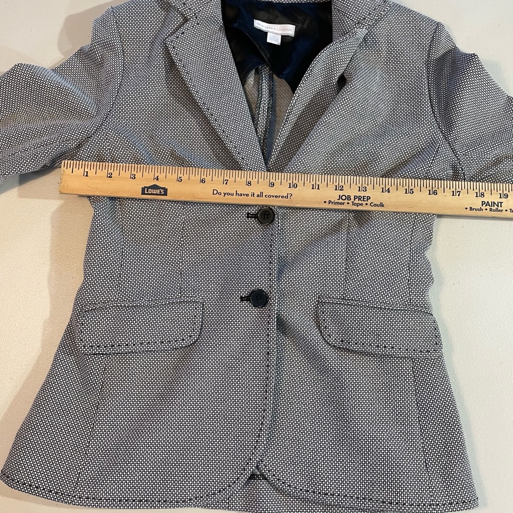 New York & Company XS Black and White Houndstooth Blazer GUC - Picture 3 of 7